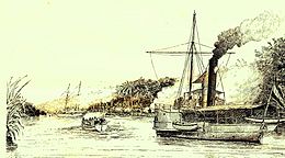 Gevecht van de Sampit en de gewapende sloep tot herovering van de kruisboot 12. Tekening WJ Cohen Stuart, luitenant ter zee.jpg