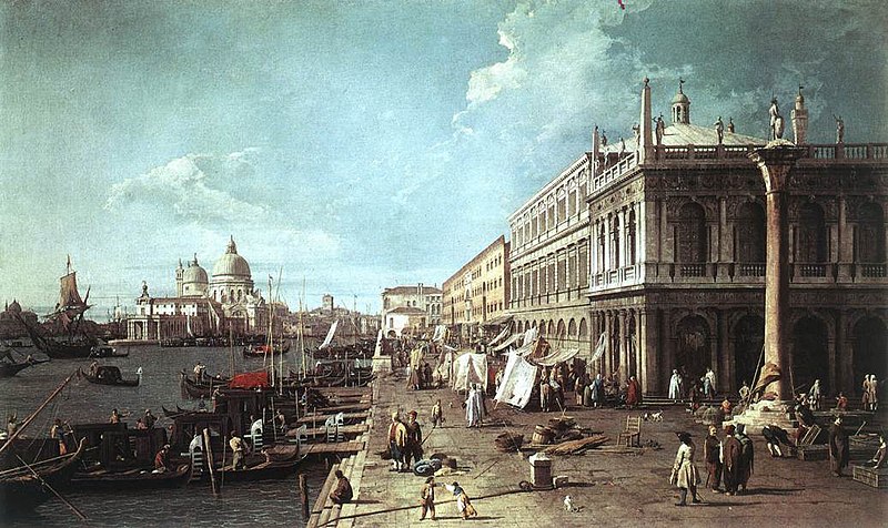 File:Giovanni Antonio Canal, il Canaletto - The Molo with the Library and the Entrance to the Grand Canal - WGA03923.jpg