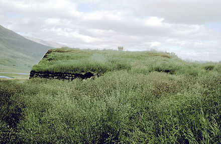 Grass-covered house in Iceland