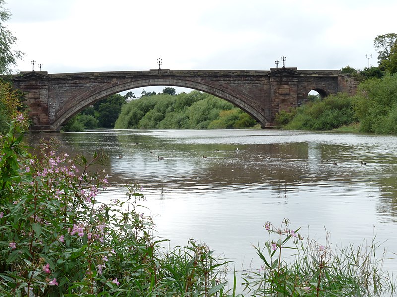 File:Grosvenor Bridge, Chester - view of east side from south bank of River Dee north of River Lane.jpg