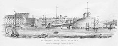HM Dockyard on Ireland in Bermuda ca, 1860.
