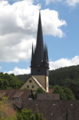 English: Church (Detail: Steeple) in Neukirchen, Haunetal, Hesse, Germany