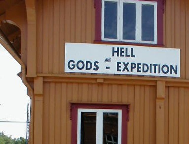 Sign at Hell Rail Station