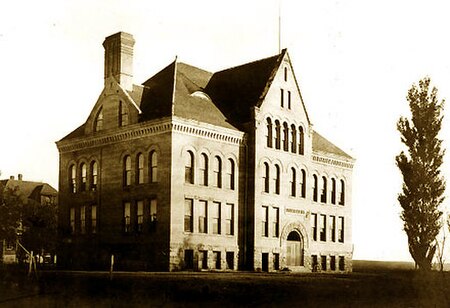 Hodgin Hall, the first building on campus. The facade has changed, and the building is now used by the Alumni Association.