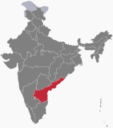 Peta India dengan letak Andhra Pradesh ditandai.