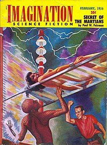 A front cover of Imagination, a science fiction magazine in 1956 Imagination 195602.jpg