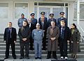 Irakli Alasania, David Aptsiauri, Ramaz Papidze, Batu Kutelia and Shota Utiashvili, posed with the commander and senior officers of Graf Ignatievo Air Base (April 2004).jpg