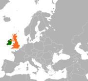 Location map for Ireland and the United Kingdom.