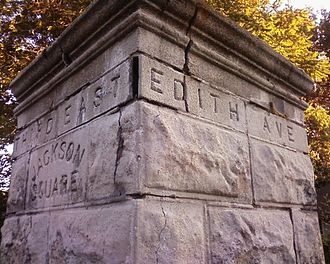 Jackson Square (Salt Lake City), Pillar on 300 East and Edith Avenue Jackson Square Pillar, Detail, Salt Lake City.jpg