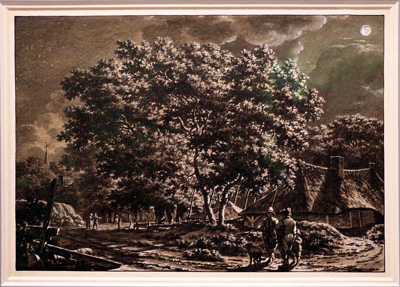 File:Jacob cats, veduta di villaggio al chiar di luna, 1777, gessetto nero, penna, acquerello e lumeggiature bianche.jpg