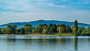 Mount Medvednica seen from Jarun Lake