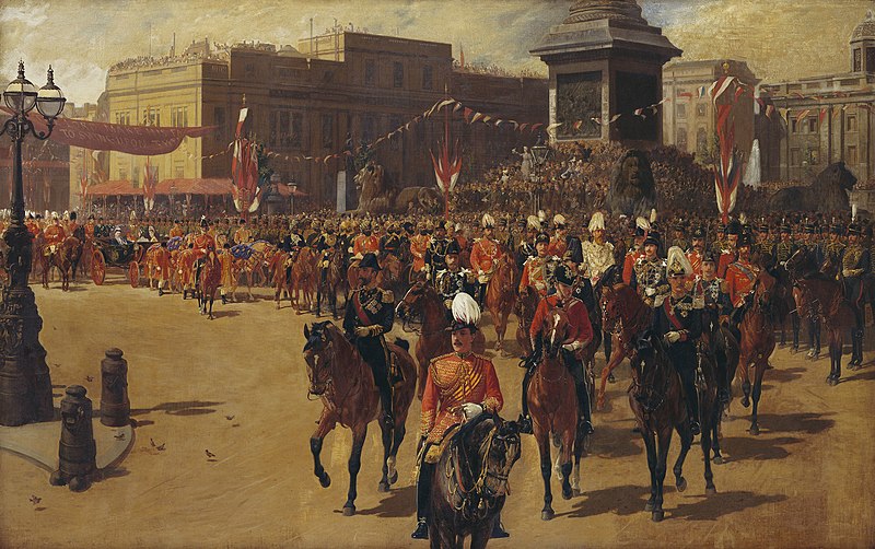 File:John Charlton (1849-1917) - Queen Victoria's Golden Jubilee, 21 June 1887, The Royal Procession Passing Trafalgar Square - RCIN 405285 - Royal Collection.jpg