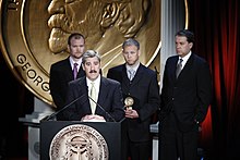 Tom Burke, John Ferrugia, Arthur Kane and Jason Foster at the 68th Annual Peabody Awards for Failing the Children John Ferrugia and the crew of Failing the Children at the 68th Annual Peabody Awards.jpg