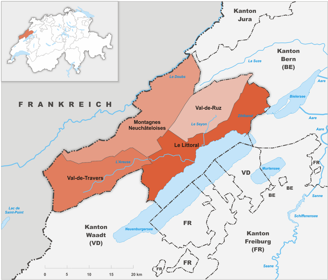 Régions du canton de Neuchâtel