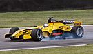 Karthikeyan (Jordan) locking brakes in qualifying at USGP 2005.jpg