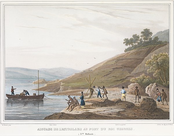 Crew of the French ship L'Astrolabe make contact with Aboriginal people at King George Sound, 1826