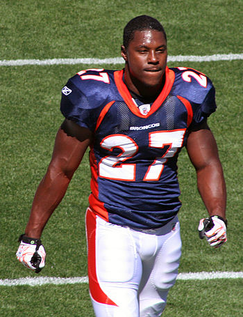 English: Knowshon Moreno, a player on the Denv...