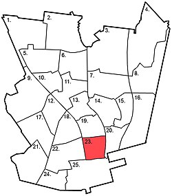 Kaupungin kartta, jossa Kyrölä korostettuna.
