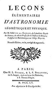 Leçons elementaires d’astronomie, géométrique et physique, 1755