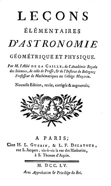 Leçons elementaires d'astronomie, géométrique et physique, 1755 edition