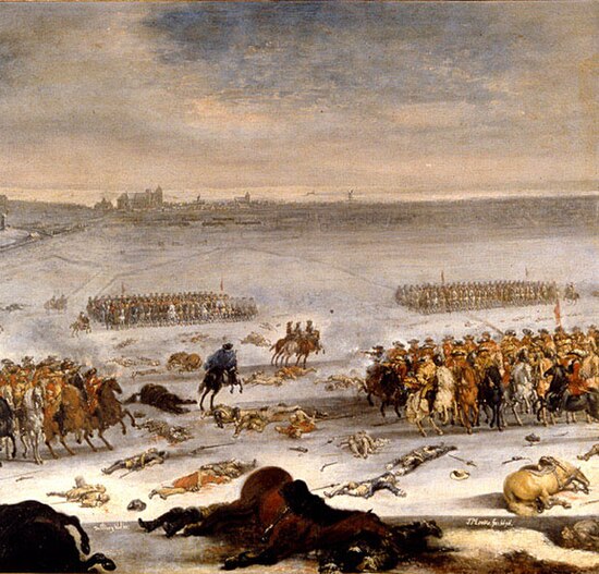 Painting by Swedish-German artist Johan Philip Lemke of the 1676 Battle of Lund during the Scanian War, the bloodiest battle ever fought between Denma
