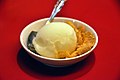 Lime sorbet with cornflakes
