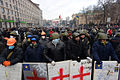 Line of protesters at Dynamivska str. Euromaidan Protests. Events of Jan 20, 2014