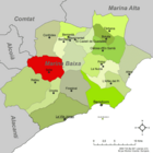 Locatie van de gemeente Sella op de kaart van de provincie