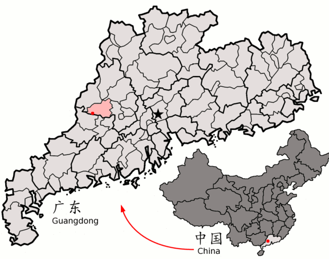 Deqings läge i Zhaoqing, Guangdong, Kina.