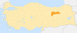 Erzincan no mapa