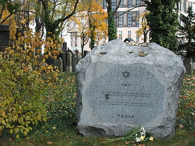 Memorial stone, to those transported to Lodz ghetto, Prague