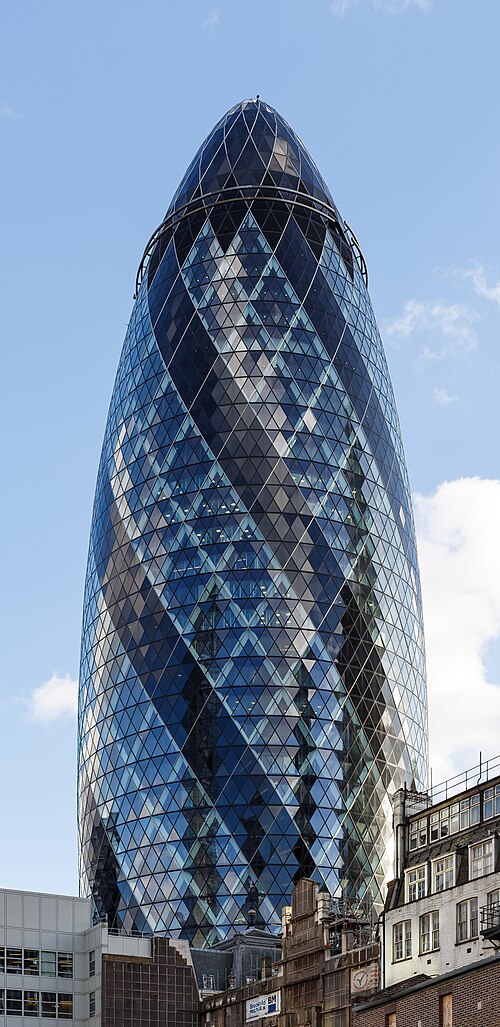 London office at 30 St Mary Axe, popularly known as the Gherkin