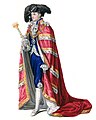 The Lord Mayor wearing the coronation robe and carrying the Crystal Sceptre at George IV's coronation