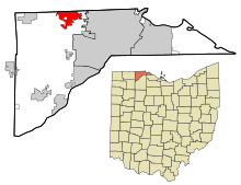 Lucas County Ohio áreas incorporadas e não incorporadas Sylvania destacada.