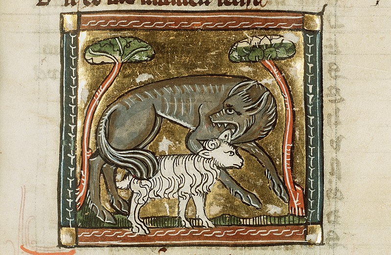 File:Lupus (wolf) - Der naturen bloeme - Jacob van Maerlant - KB KA 16 - 062r.jpg