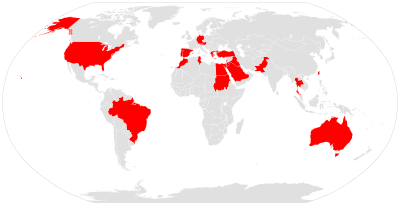 A map of M88 operators in red M88 Recovery Vehicle Operators.svg