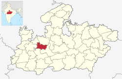 मध्यप्रदेश राज्यस्य मानचित्रे शाजापुरमण्डलम्