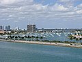 English: A view of a section of the MacArthur Causeway as seem from a cruise ship in the Port of Miami