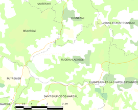 Mapa obce Rudeau-Ladosse