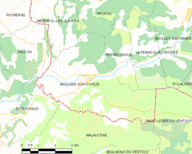 Mapa obce Mollans-sur-Ouvèze