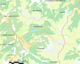 Mapa obce Montriond