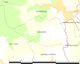 Mapa obce Cunelières