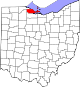 Localização do Map of Ohio highlighting Ottawa County