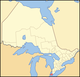 Essex County in Ontario Map of Ontario ESSEX.svg