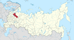 Vologda oblasts beliggenhed i Rusland