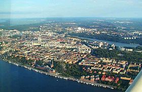 Vue aérienne de la partie centrale de Södermalm.