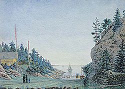 Akvarell fra Hankø utført av Henrik Mohn 1886