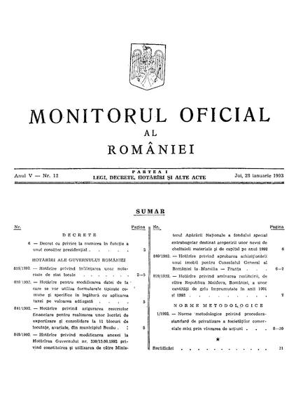 File:Monitorul Oficial al României. Partea I 1993-01-28, nr. 12.pdf