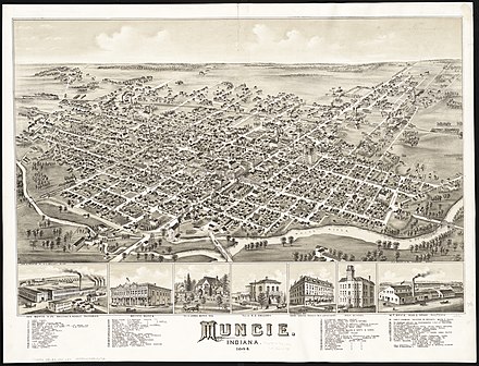 Illustration of Muncie, looking southeast in 1884