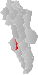 Mapa do condado de Innlandet com Hamar em destaque.